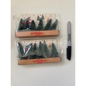 Christmas decor lot - mini brush trees, mini wreaths, fake snow, mini chalkboard
